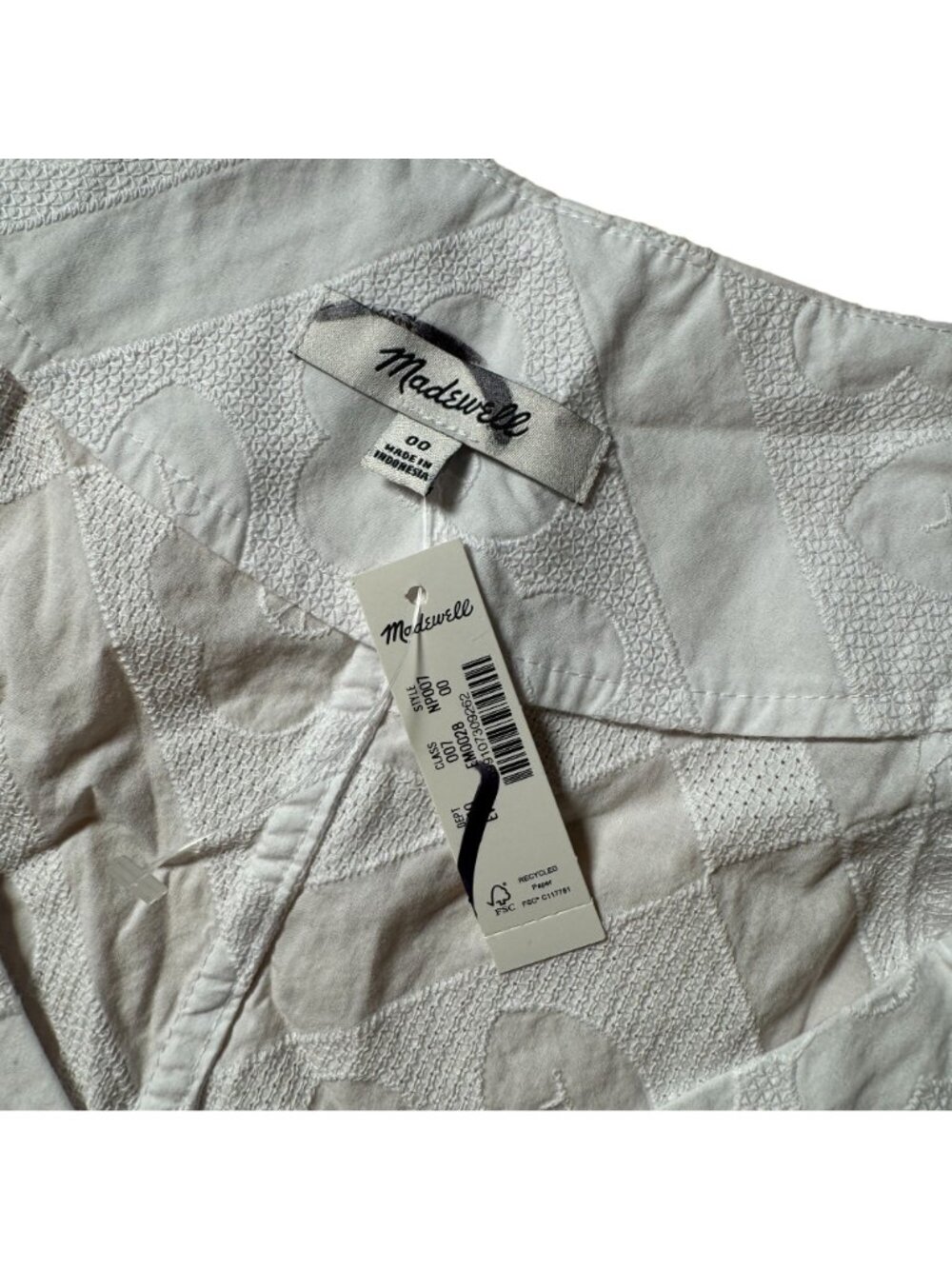 Madewell Darted V-Neck Top Women's Size 00 in Floral Eyelet White New W/ Tags! - Picture 3 of 6